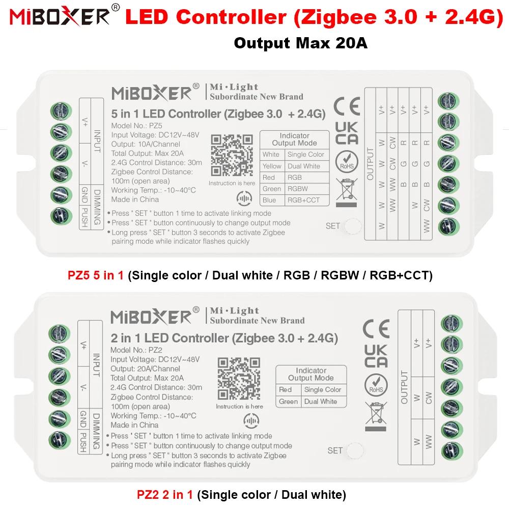 Miboxer ZigBee LED Ʈ Ʈѷ, 2.4G, PZ2, 2 in 1, PZ3, 5 in 1, ܻ  ȭƮ RGB RGBW RGB + CCT DC12-24V MAX 20A
